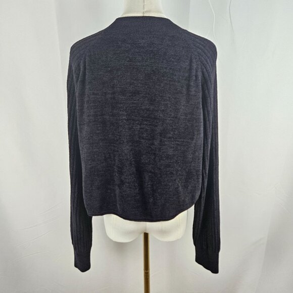 Barefoot Dreams CozyChic Ultra Lite Cropped Mock Neck Sweater Medium Black - Picture 5 of 11